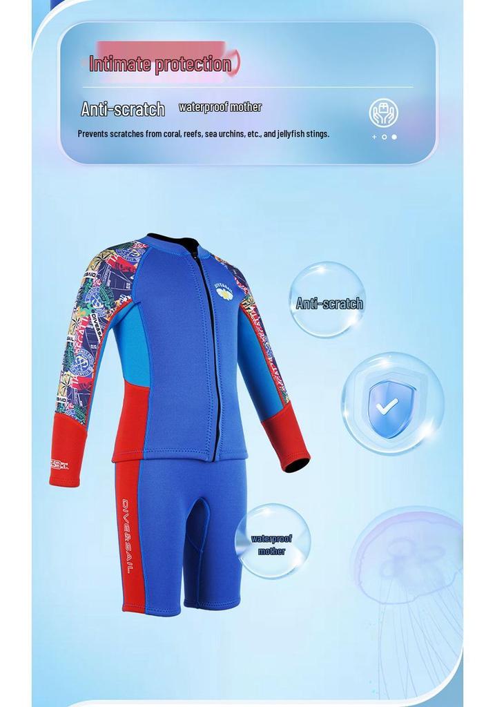 DIVE&SAIL Kids' 2.5MM Split Wetsuit: Warm, Cold-Resistant for Diving, Snorkeling, Swimming & Surfing.