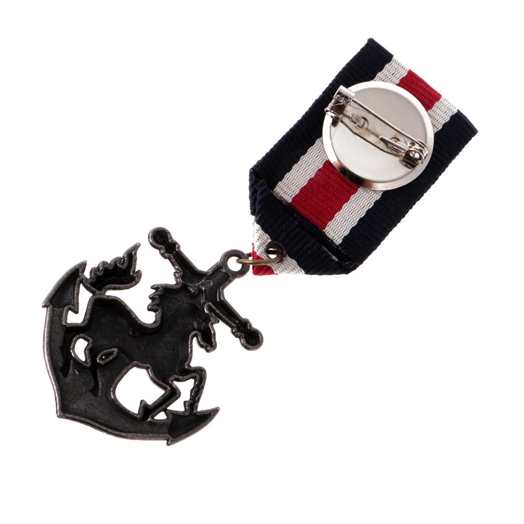 2 stykker unisex vintage marine stil dress medalje brosje jakkeslag Pin punk smykker