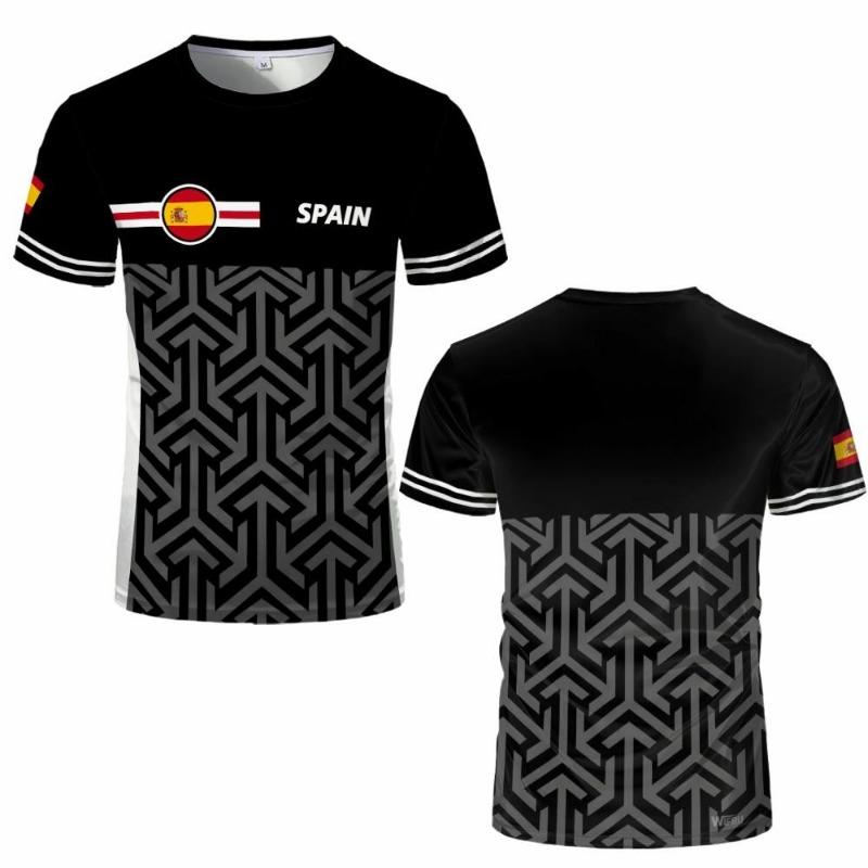 Maglia Grafica Bandiera Spagnola Moda Stampa Geometrica Asciugatura Rapida T-shirt Calcio Uomo Donna Sport Allenamento Casual Traspirante Top