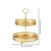 Double Layer Fruit Tray Colored 2 Tier Decorative Leaf Pattern Dessert Stand for