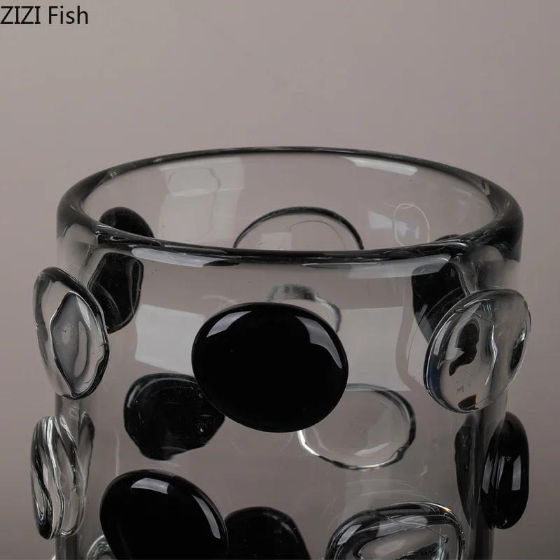 Creative Polka Dot Glass Vase Hydroponics Plant Pots Table Decoration Flower Arrangement Floral Vases Room Aesthetic Decor