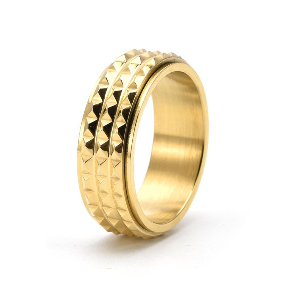 Herren 8MM Drehbarer Pyramiden Titanstahl Ring Verstellbarer Spinner Stressabbau Schmuck Lässig Geschenk für Ihn 12