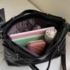 Women's Fashion Y2K Hot Girl Motorcycle Bag Vintage Solid Color Large Capacity Rivet Decor Shoulder Crossbody Bag CLE