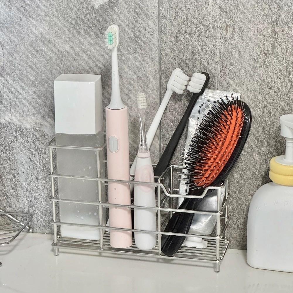 304 Stainless Steel 6 Grids Toothbrush Holder Easy To Clean Non-Slip Shower Table Bracket Saving Space Hanging
