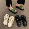 Summer slippers women's wear 2025 new Internet celebrity thick bottom heightening one-word drag niche high-end non-slip cool slippers