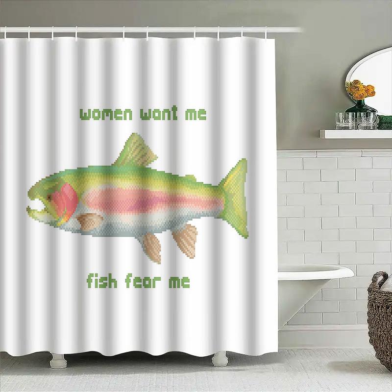 Fish Shower Curtain Ocean Sea Life Decor Bathroom Set Waterproof Washable Home Decor Artistic Pattern Nature Inspired Gift