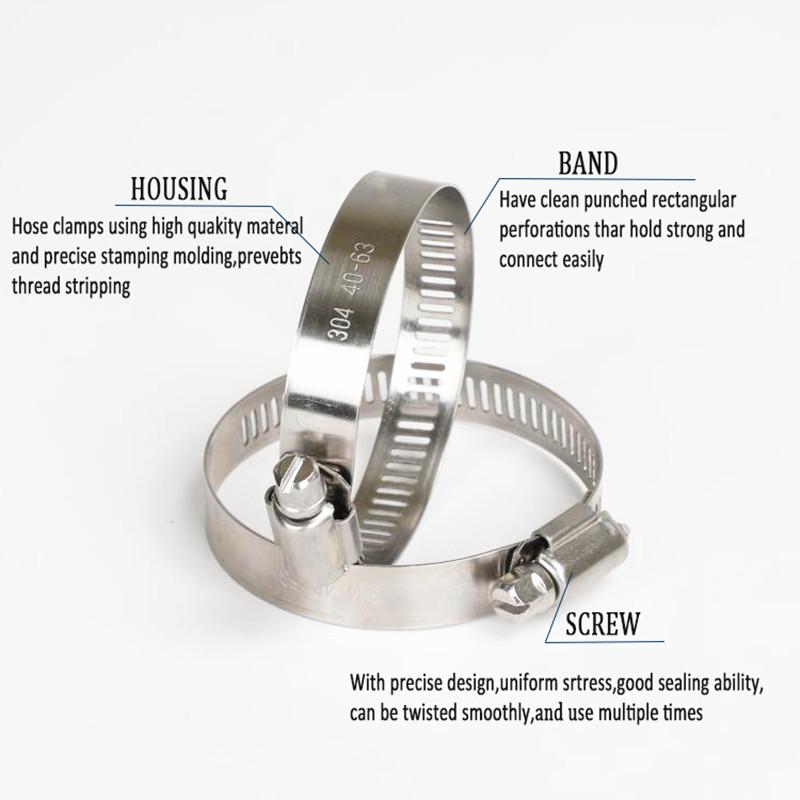 1pcs 8mm-700mm Pipe Hose Clamps Stainless Steel Hoop Clamp Automotive Car Fuel Pipe Tube Clip Hardware Spring Water Plumbing