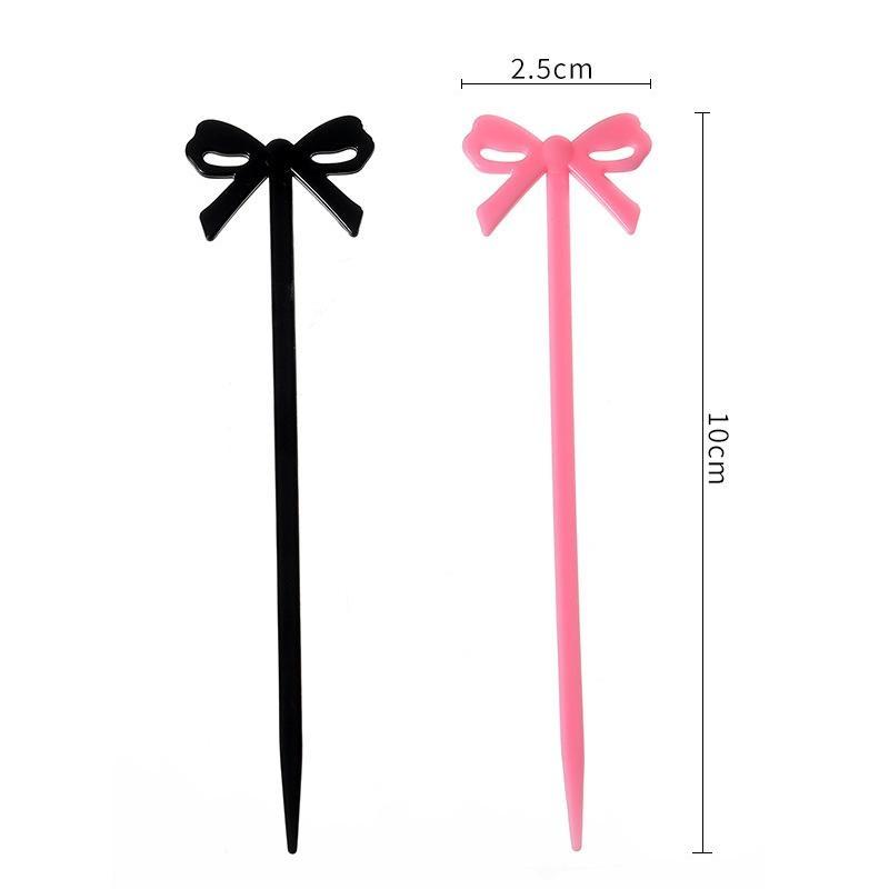 20Pcs Mini Fruit Forks Toothpicks Skewer Set For Kids Children Plastic Bow Food Picks For Bento Lunch Box Decorating Accessories