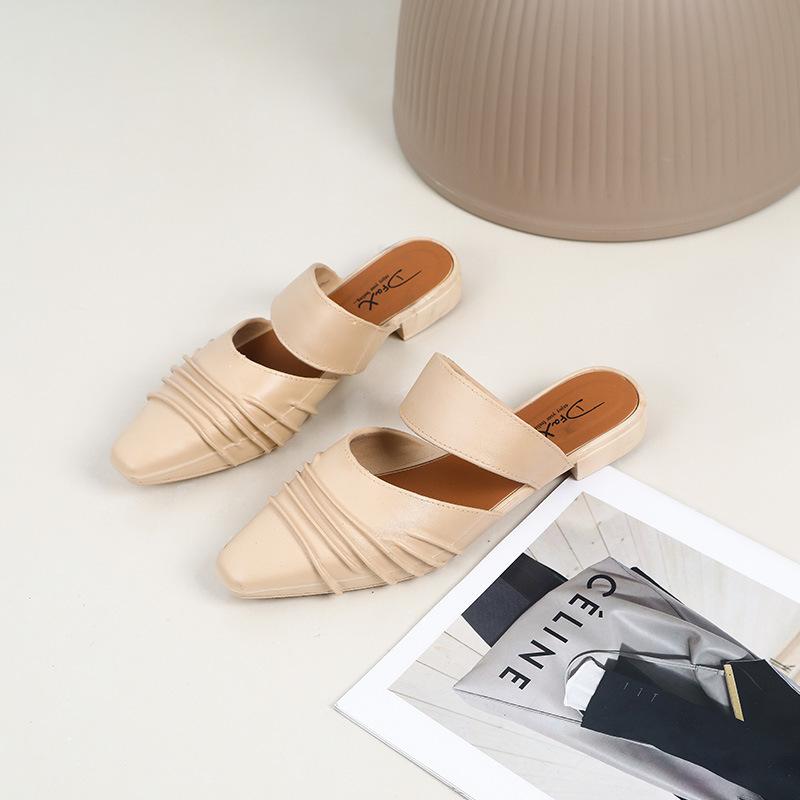 

Модные женские туфли с закрытым носком, женские тапочки, новые повседневные плоские тапочки для отдыха на открытом воздухе 40 бежевый