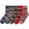 5/10 Pairs Comfortable Casual and Versatile Winter Thickened Warm Terry Socks for Women Retro Ethnic Style Mid Calf Wool Socks for Women