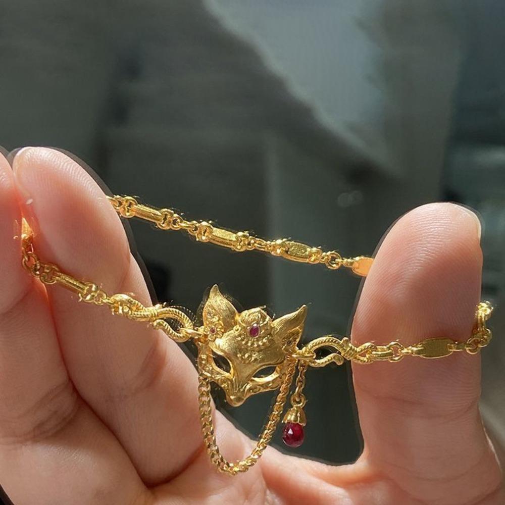 Elegant Chinese Style Necklace Zinc Zinc Alloy Handmade Bead Bracelet Vixen Mask Bracelet  Gift