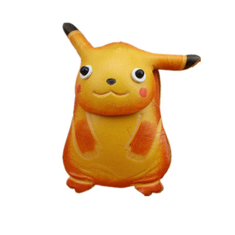 First Layer Cowhide Creative Pikachu Pendant Bag Pendant Accessories Car Keychain Cartoon Animal Children'S Gifts