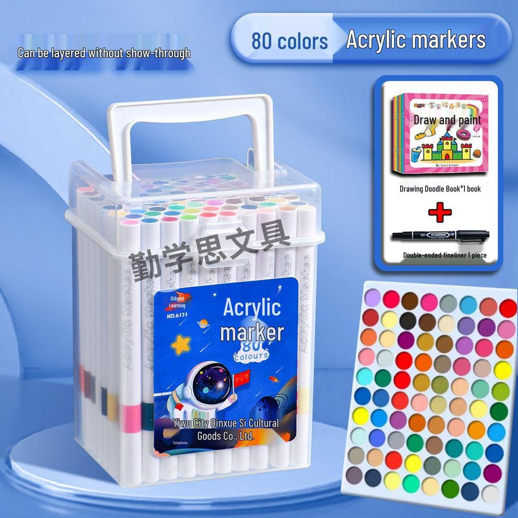 Acrylic Markers & Washable Colored Pencils Set - Non-Bleeding, Layerable Colors, Ideal for Kids and Students, Kindergarten Use