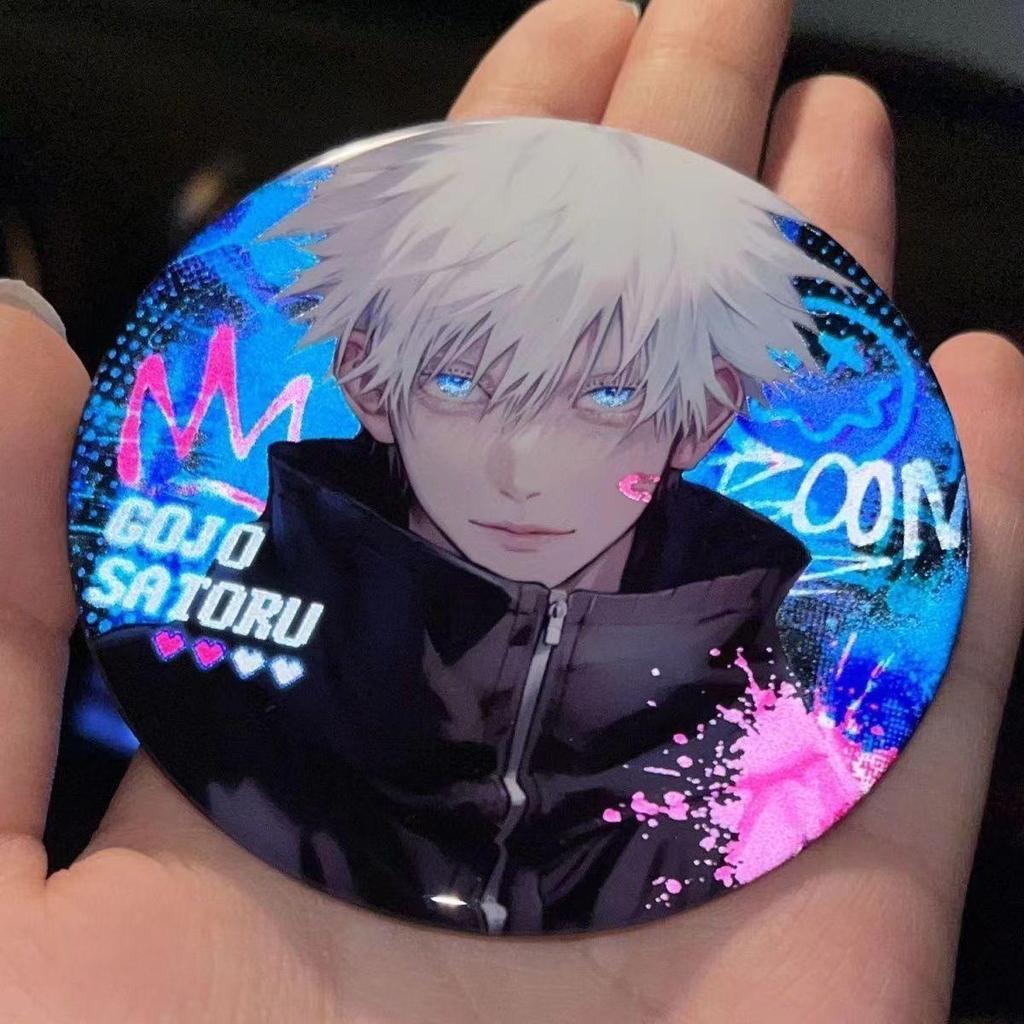 Odznak Gojo Satoru, reflexní odznak měnící barvu, odznak anime.