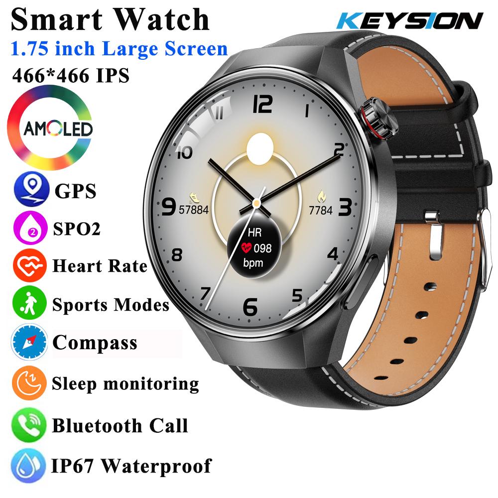 

50 мм 1,75-дюймовый HD AMOLED экран Смарт-часы для мужчин Бизнес Bluetooth Звонки Частота сердечных сокращений Кислород в крови GPS Трек Компас Спортивные Смарт-часы