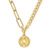European and American Simple OT Buckle Round English Queen Beauty Head Coin Pendant Necklace for Women