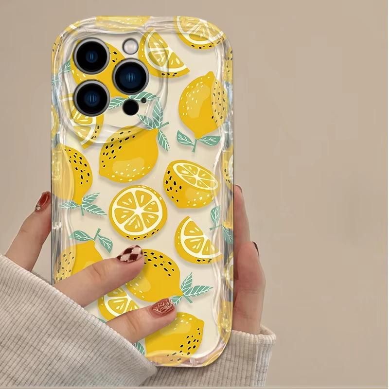 Gentle French lemon floral TPU soft shell transparent Apple 15PM mobile phone case iPhoneAIR anti-drop protective case