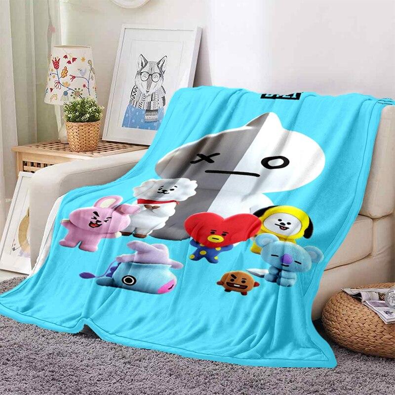 2022 Kreslená deka bt21 Měkké fleecové deky Deky Home Dekor Ložnice Obývací pokoj PohovkaDigital potištěné deky na cesty