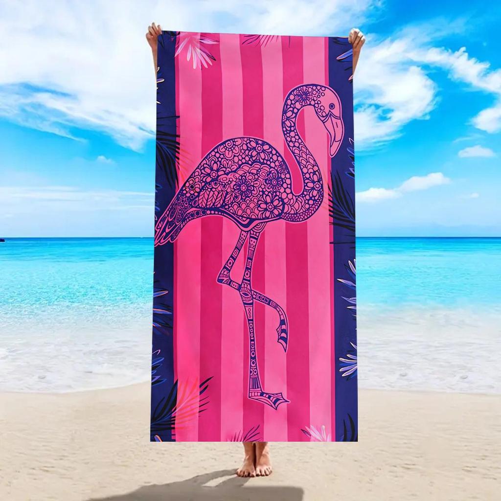 Hot Seller Turtle & Flamingo Quick-Dry Ultra-Fine Fiber Beach & Bath Towel, Thick & Absorbent