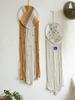 Handmade Macrame Wall Hanging with Fringe and Evil Eye Beads – Boho Chic Yarn Tapestry Home Bedroom Living Room or Nursery Decor
