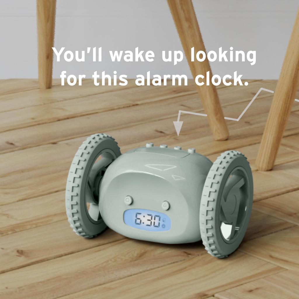 Clocky Super Loud Alarm Clock for Wheel Easy To Super Smart Snooze Digital Bed Shaker Alarm Funny Gift for and Bedrooms Sleepers, Roll-Away Vibration,