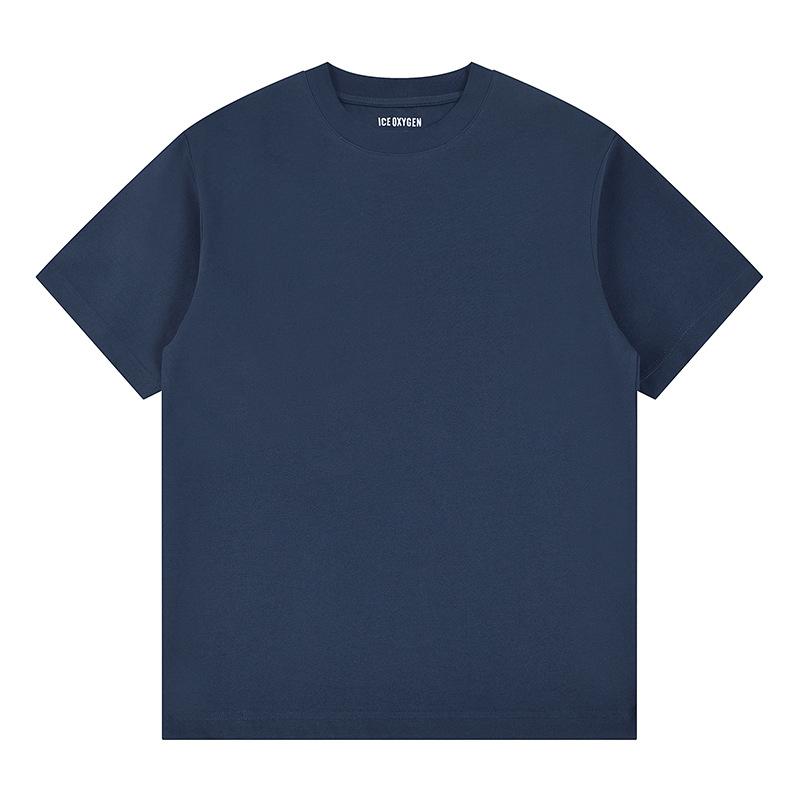 Double-sided Cool Feeling Anti-wrinkle Three-pin Solid Color Shoulder-fall Base Short-sleeved T-shirt for Men and Women