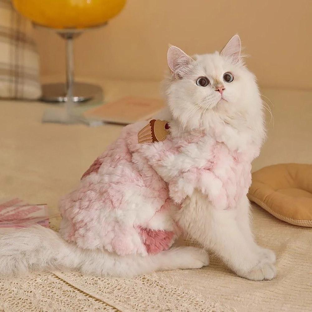 For 2.5-7kg Warm Cat Vest Kawaii Winter Cat/Dog Clothing Soft Fabric Pet Fashion Plush Vest Pet Accessories for Winter