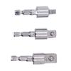 3 st Förkromade Hylsadaptrar 1/4" 3/8" 1/2" Fyrkantsfäste 360 Graders Roterbart Svivelhylsnyckelsats