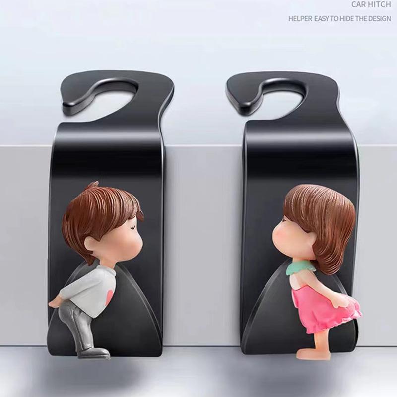 Cute 3D Cartoon Car Seat Back Hooks - Couple Collection