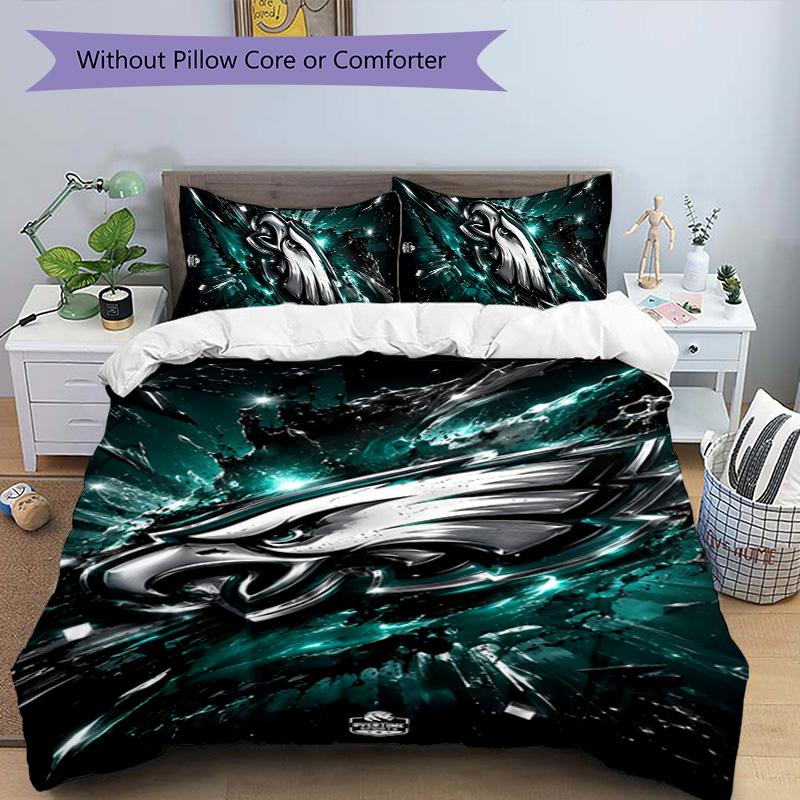 Σετ κλινοσκεπασμάτων με σχέδιο LOGO Philadelphia Eagles 3 τεμαχίων, σετ κάλυμμα παπλώματος περιλαμβάνει κάλυμμα παπλώματος & μαξιλαροθήκες, τέλειος διάκοσμος υπνοδωματίου για όλες τις εποχές & δώρο