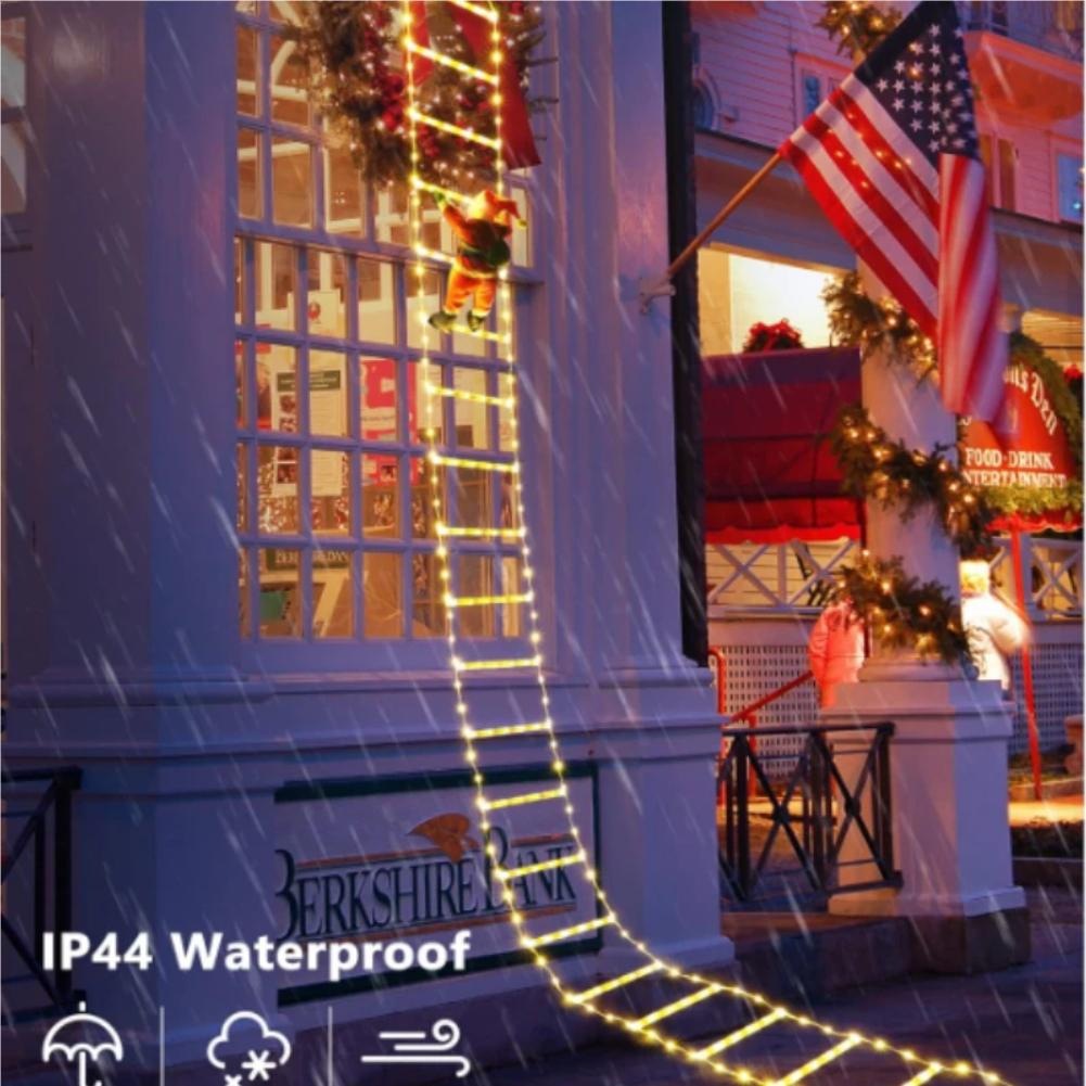 1.2/3M Christmas Decoration LED Santa Claus Climbing Ladder Light USB Plug 8Flashing Modes Suitable Home Xmas Tree Wall Window