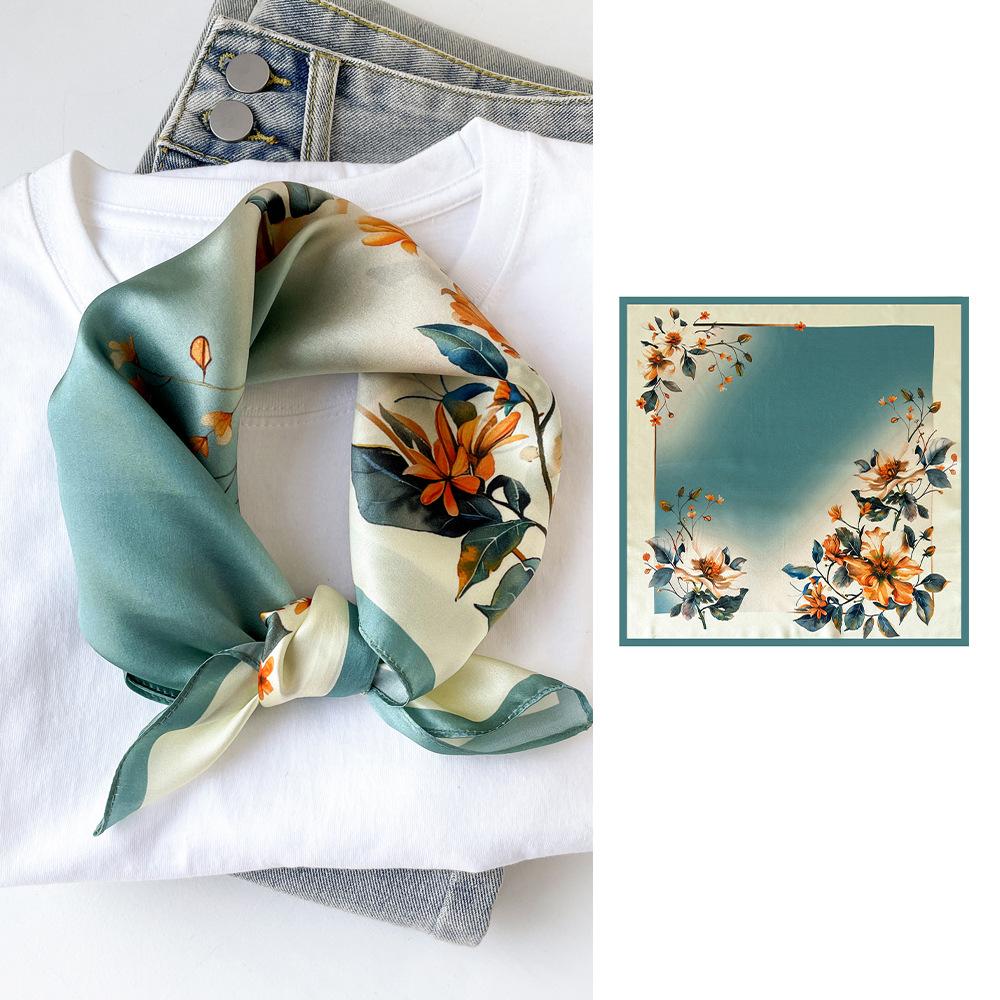 Seidentuch klein quadratisch Damen Nationalstil bedruckt Maulbeerseide Tuch quadratisches Tuch Seide schlicht Kreppsatin Seidentuch