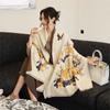 Winter thick shawl with women's plum blossom imitation cashmere double-sided jacquard scarf, fringed thickened warm scarf