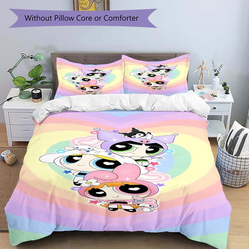 3pcs Powerpuff Girls Duvet Cover Set - Machine Washable, Includes 1 Duvet Cover and 2 Pillowcases, No Core Included yy251022211
