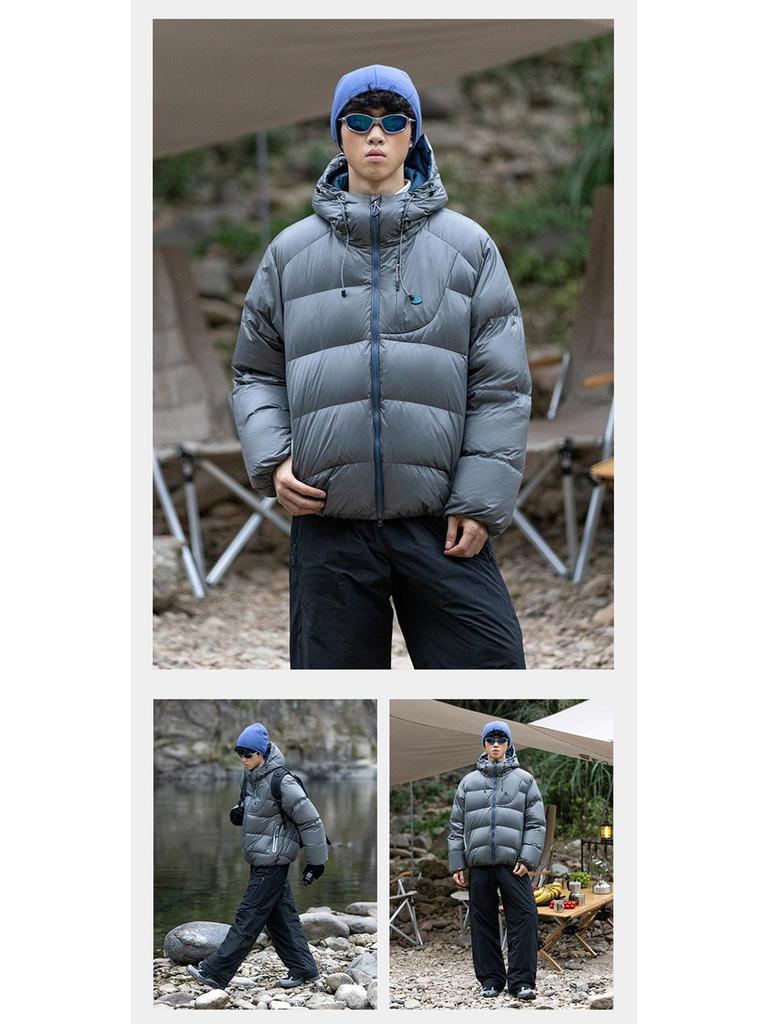 Men's Trendy Windproof Packable 90% Down Feather Puffer Jacket with Velcro Closure