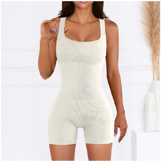 Dámský nový overal, sexy slim fit, bez rukávů, přiléhavý, výbušný styl, stahování pasu a zvedání boků, overal, kraťasy