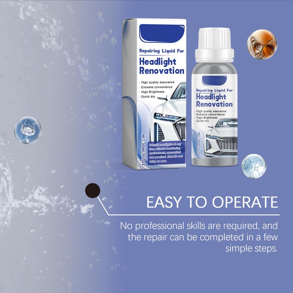 HOMONTH Car Headlight Fluid, Car Light Care, Removal, Brightening, Cleaning, Stain Removal, Polishing, And Refurbishment Cleaner, 30ML