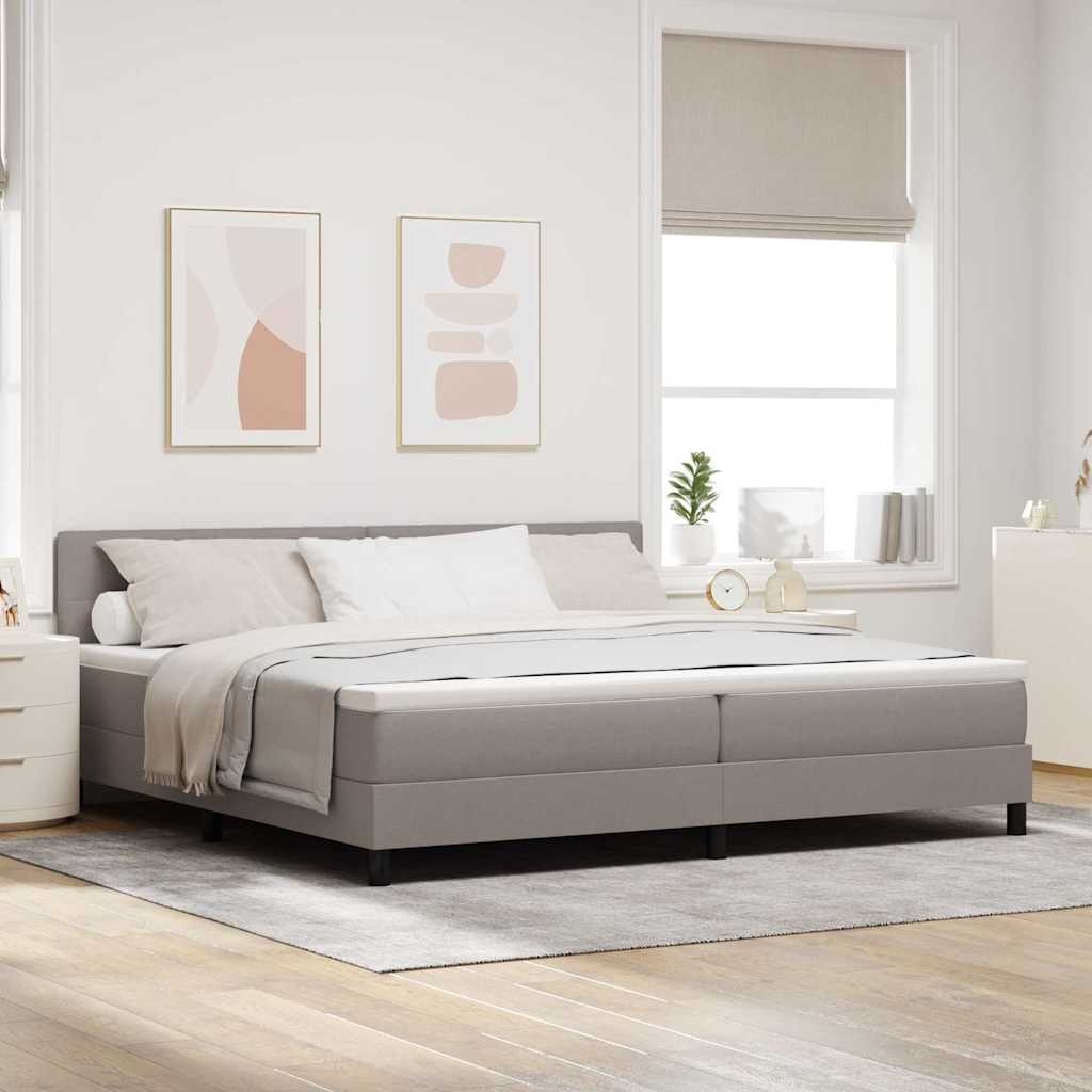 Box Spring Bed with Mattress and LED Lighting Taupe 200 x 200 cm Fabric