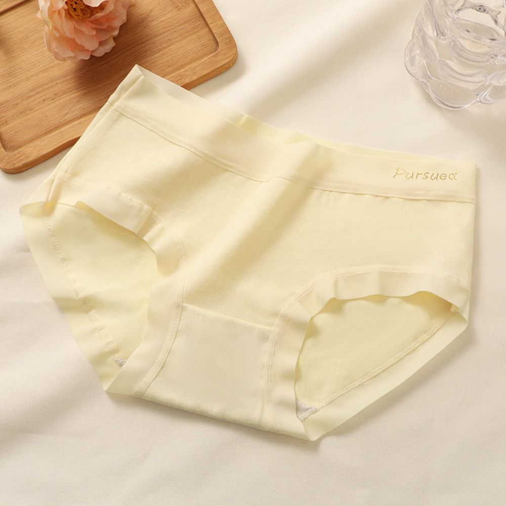 5pcs Cotton Crotch Seamless Briefs Underwear Women's Underpants Simple Mid Waist Panties  Girl