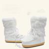 2024 Winter Snow Boots for Women Rabbit Fur Snow Boots Platform Lace-up Fluffy Furry Fur Ski Boots Female Warm Cotton Boots
