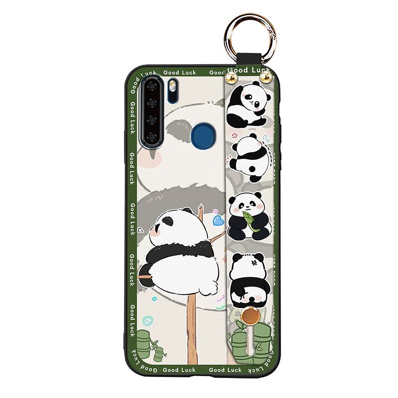 Panda Wristband Phone Case For Blackview A80 Pro Cute Anti-dust Anti-knock Wrist Strap Shockproof Cartoon Durable Ring