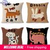 Animal Pattern Throw Pillows Cat Rabbit Dog Elephant Square Polyester Pillowcase Modern Sofa Decorative Cushion Cover