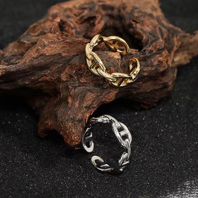 Anello Minimalista alla Moda Ins con Design Personalizzato a Naso di Maiale Multi-strato Vuoto Versatile per Fidanzate Anello Dolce Delicato