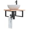 VidaXL Wall-mounted Washbasin Shelf Steel and Solid Beech Wood, Floating Washbasin Shelf, Washbasin Shelf To Place 3302417