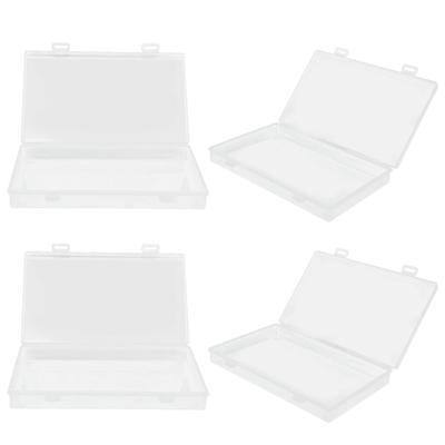 4pcs PP Hinged Cover Box Flap Lid Multipurpose Storage Box Storage Container Office Supplies