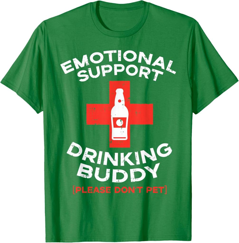 Emotional Support Drinking Buddy Beer Graphic TShirt Funny Gift Casual Cotton Tee