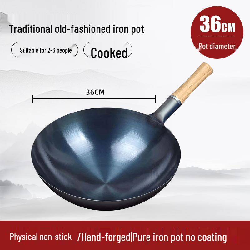 Classic Non-Stick Iron Frying Pan with Silicone Ladle for Home & Commercial Use