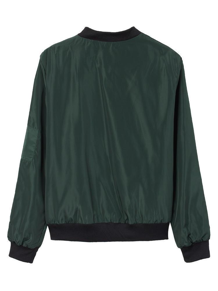 Women Zip Coat Fashion Baseball Jacket for Autumn Winter Solid Color