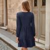 V-neck spring and autumn design sense fashion casual dress women's long-sleeved niche elegant line dress