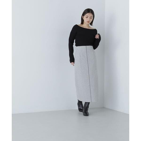 Natural Beauty Basic Decollete Rib Knit Deep Blue Women's Sweater,